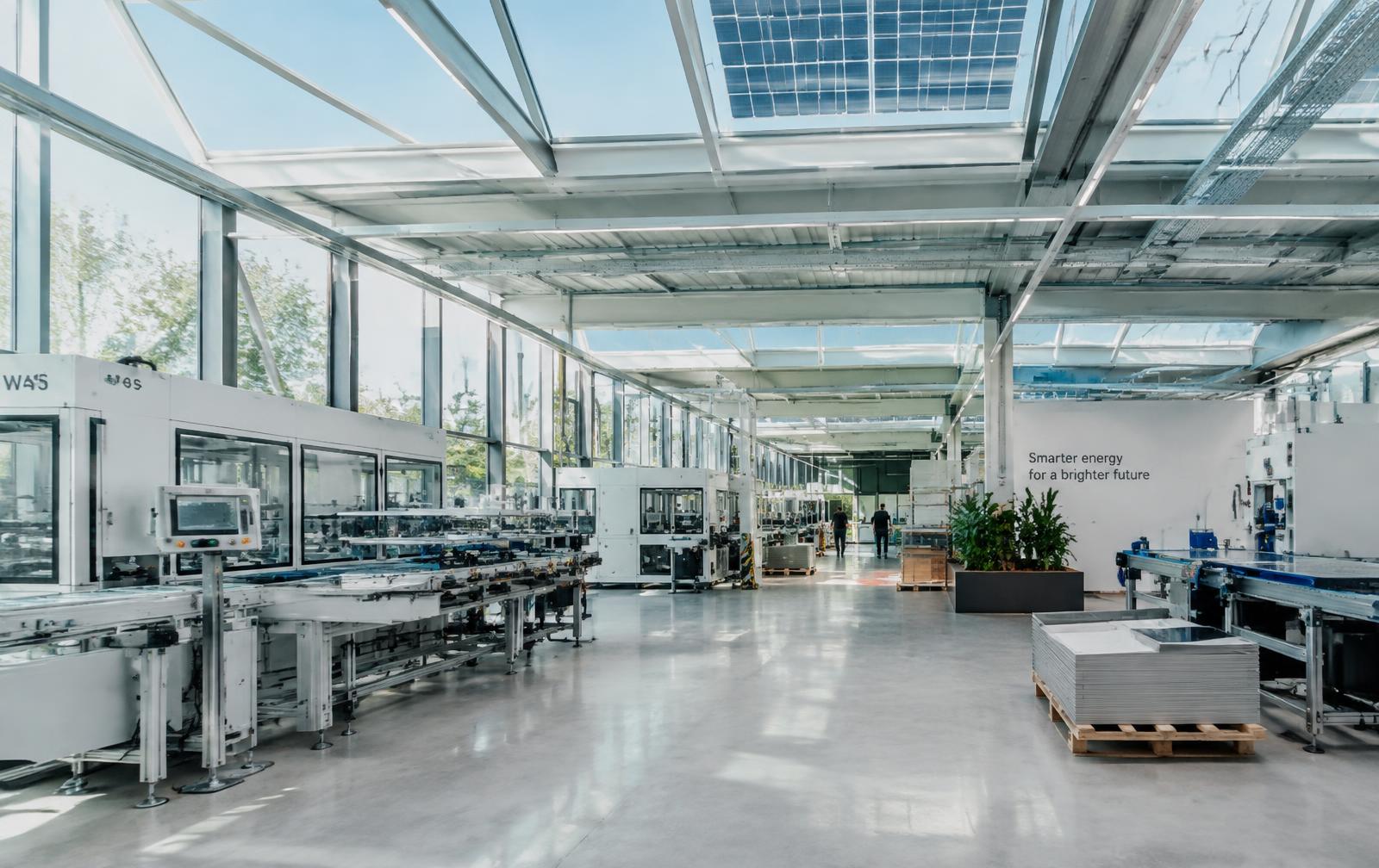 Bright, efficient modern factory with skylights
